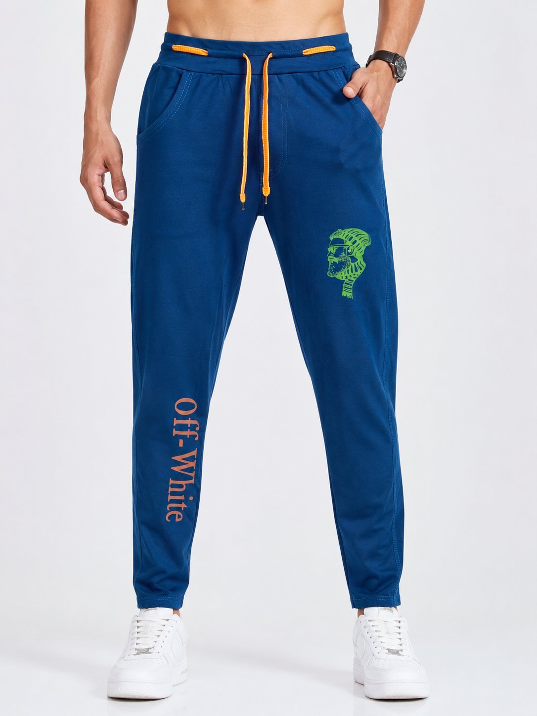 Premium Royal Blue Printed Trackpants Men's Gym Wear Premium Royal Blue Printed Trackpants Men's Gym Wear