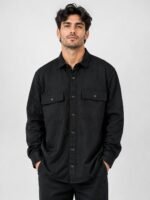 Plain Black Double Pocket Shirt Premium Cotton