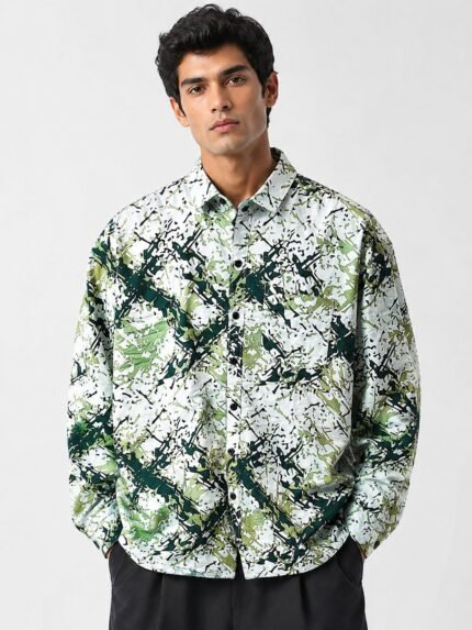 Digital Printed Dark Green Full Shirt Stylish Men's Wear