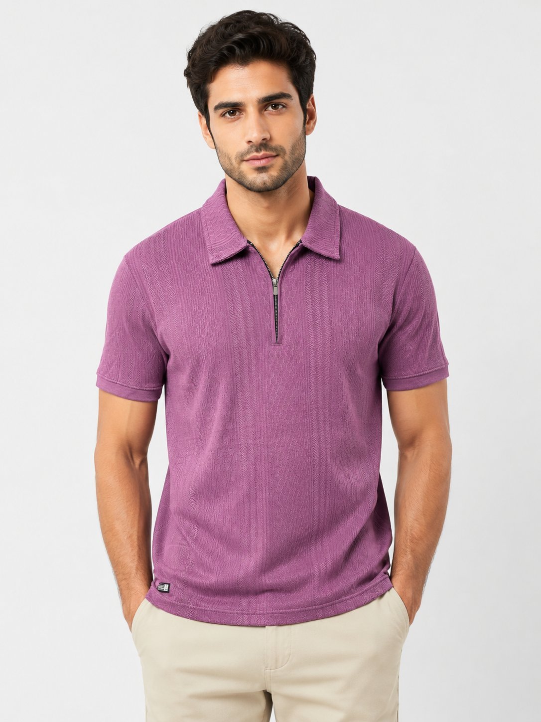 Purple Zip Polo Tshirt | Premium Summer Purple Zip Polo Tshirt | Premium Summer