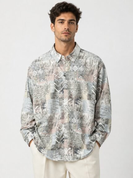 Best Premium Lite Grey Printed Shirt for Men Trendy Design