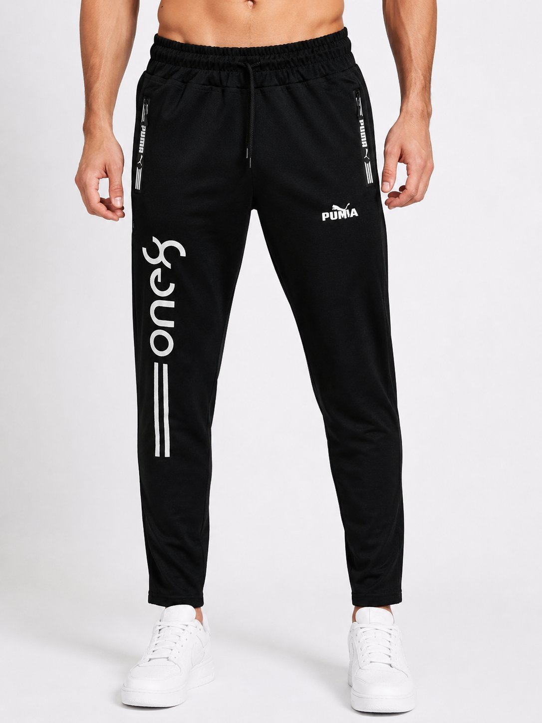 Printed Black Sport Trackpants for Men - Urban Style Printed Black Sport Trackpants for Men - Urban Style