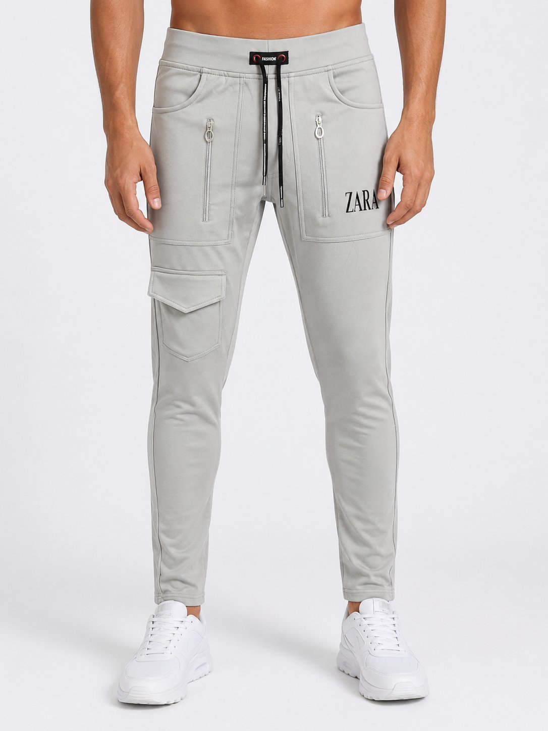 Classic Steel Grey Lycra Trackpants for Men - Slim Fit Classic Steel Grey Lycra Trackpants for Men - Slim Fit