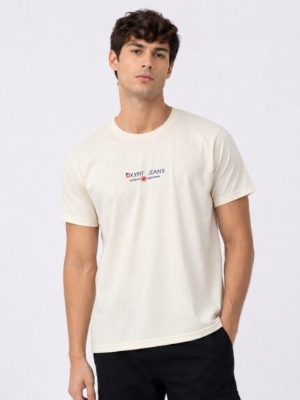 Lite Yellow Plain Half T-Shirt For Men