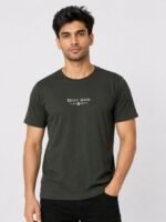 Dark Green Plain Half T-Shirt For Men