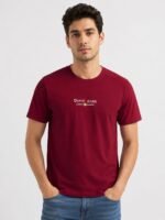 Maroon Plain Half T-Shirt For Men