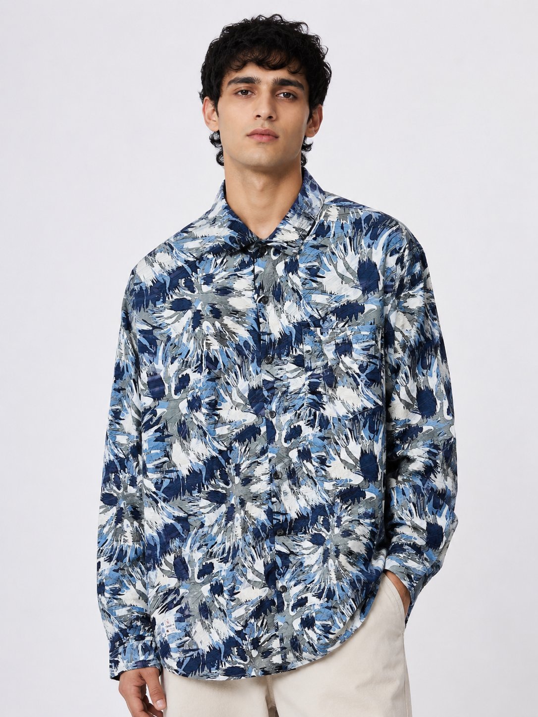 Imported Blue Digital Printed Shirt for Men Stylish Party Wear Imported Blue Digital Printed Shirt for Men Stylish Party Wear