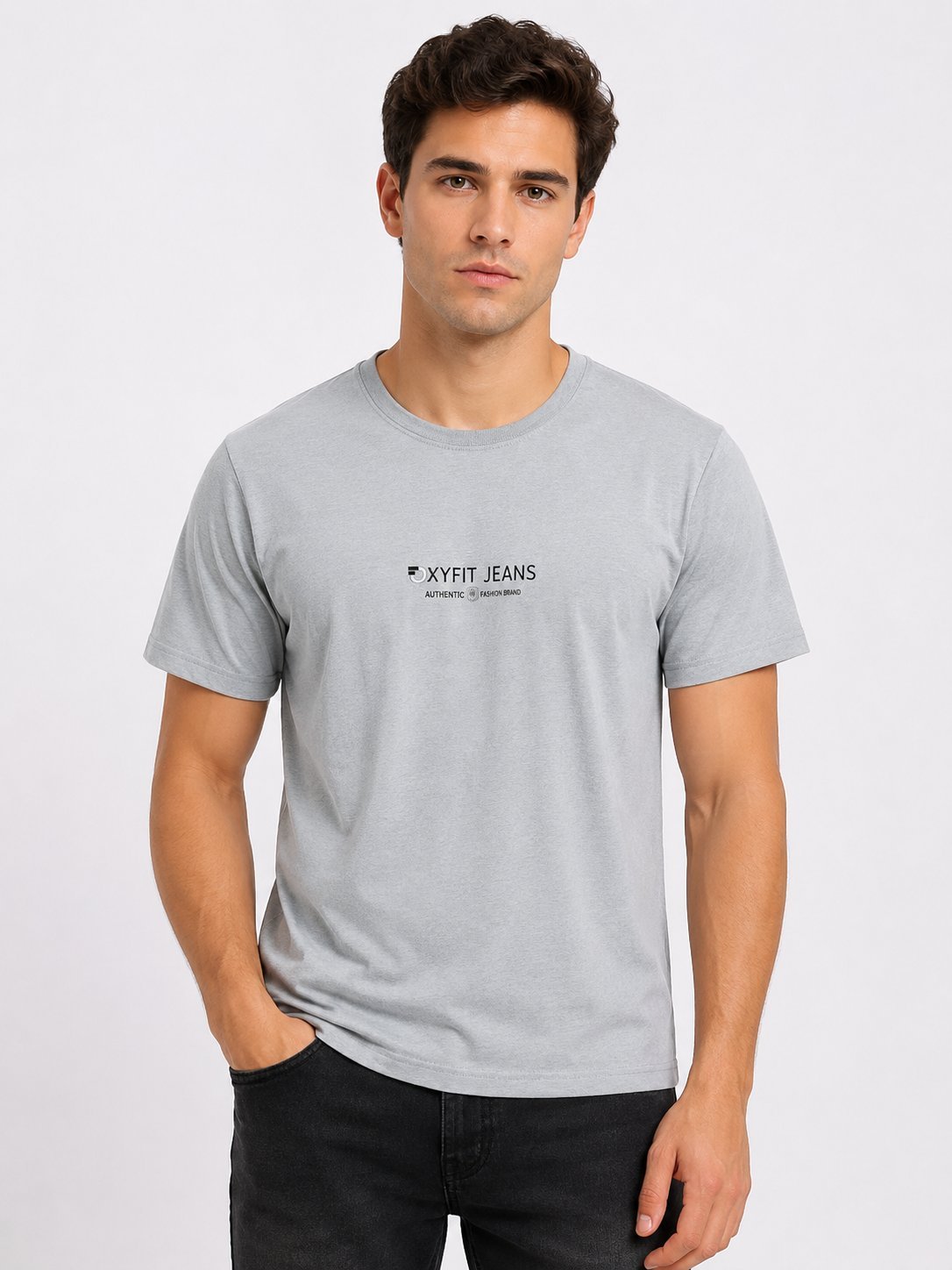 Lite Grey Plain Half T-Shirt For Men Lite Grey Plain Half T-Shirt For Men