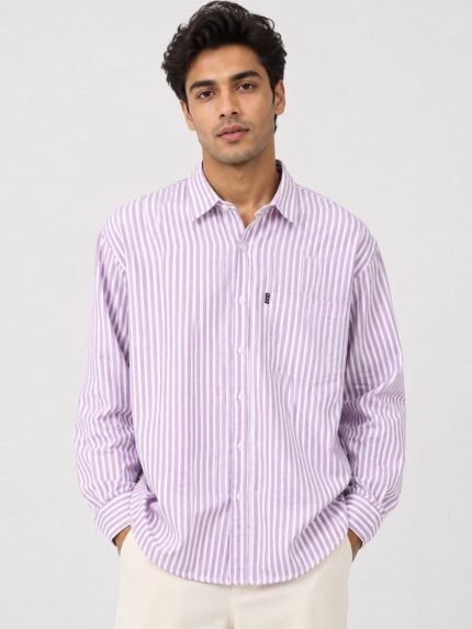 Trendy Pink Stripe Shirt for Men Premium