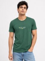 Pistachio Green Plain Half T-Shirt For Men