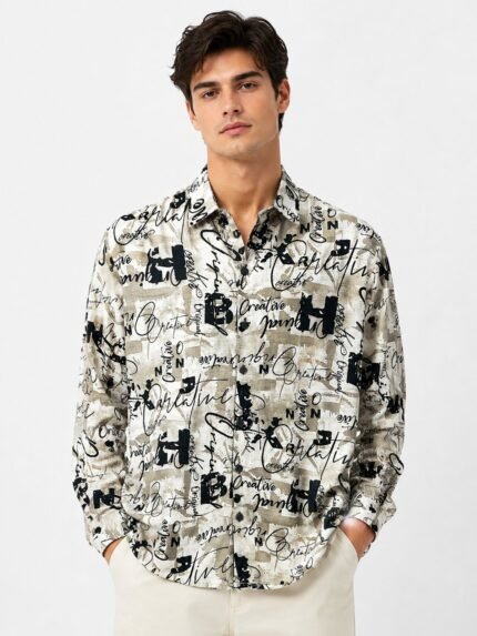 Stylish Best Full Printed Cream Shirt for Men