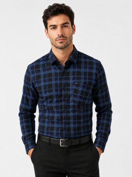 Safari Dark Blue Checks Shirt for Men