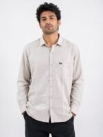 Trendy Cream Plain Shirt for Men Sophisticated Style