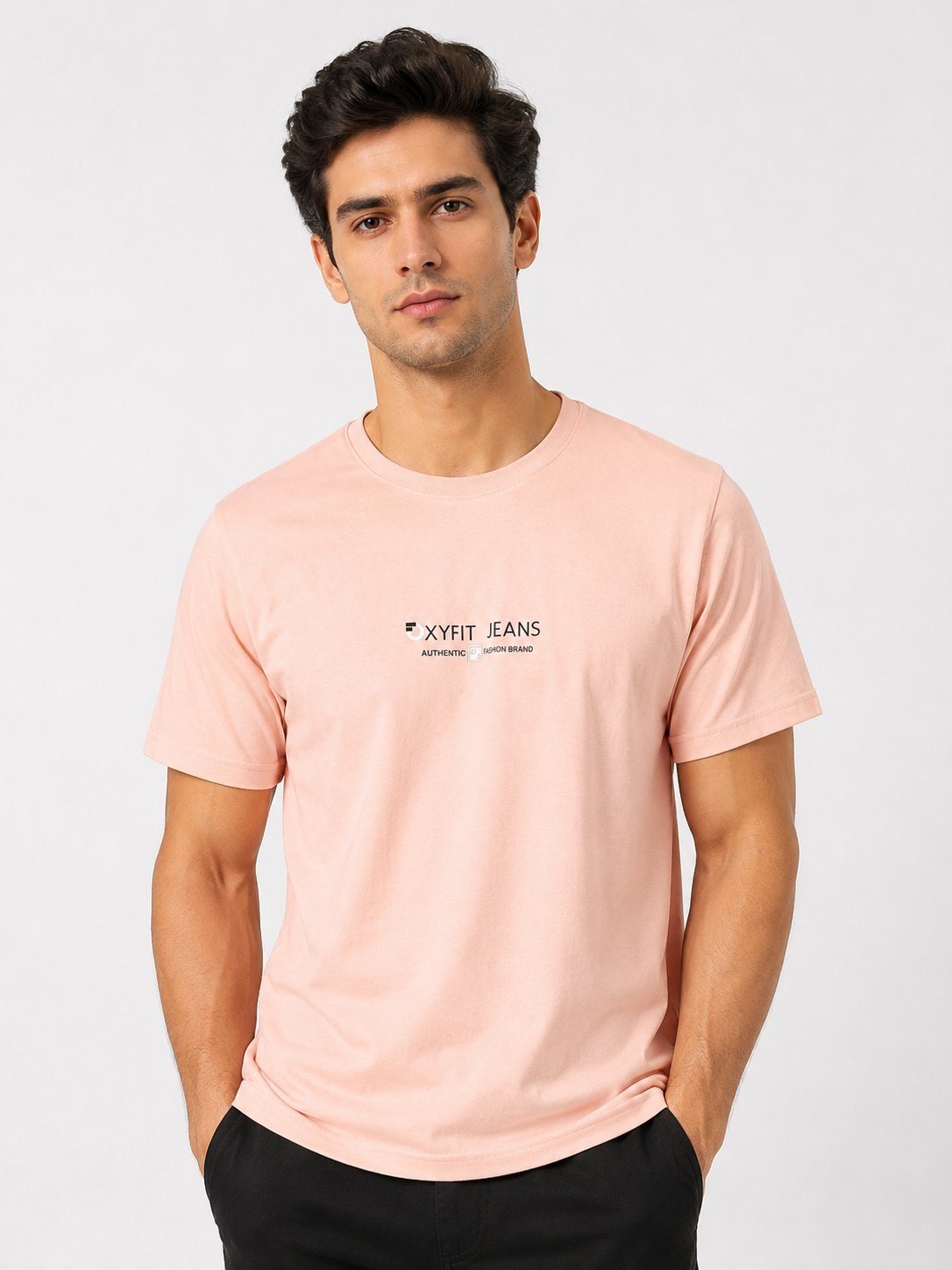 Pink Plain Half T-Shirt For Men Pink Plain Half T-Shirt For Men