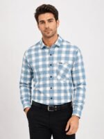 Sky Blue Checks Shirt for Men