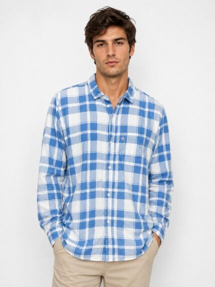 Premium Lite Blue Checks Full Sleeve Shirt for Men