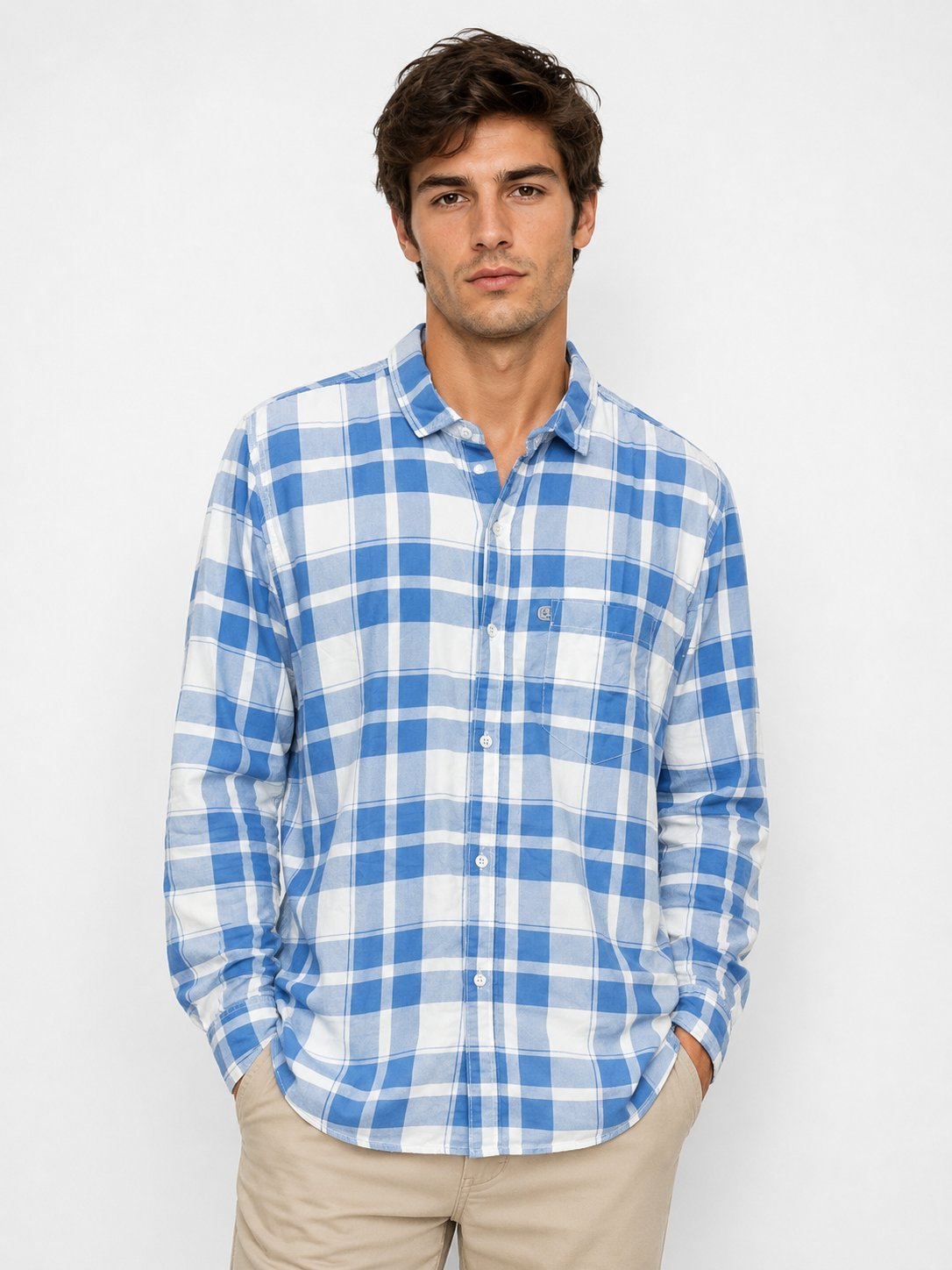 Premium Lite Blue Checks Full Sleeve Shirt for Men Premium Lite Blue Checks Full Sleeve Shirt for Men
