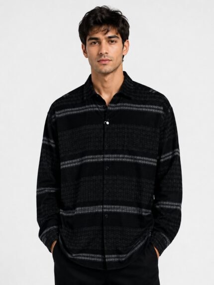 Imported Black Digital Printed Shirt for Men Stylish Party Wear