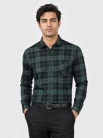 Vintage Dark Green Checks Shirt for Men