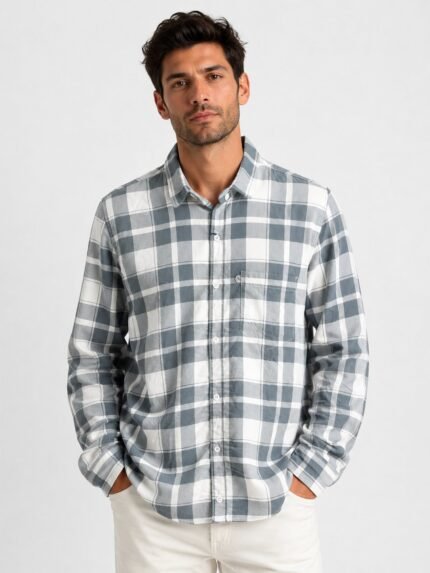 Classic Best Lite Grey Checks Full Shirt for Men