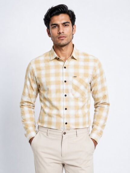 Classic Orange Checks Shirt for Men
