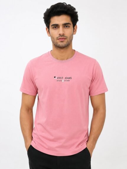 Baby Pink Plain Half T-Shirt for men