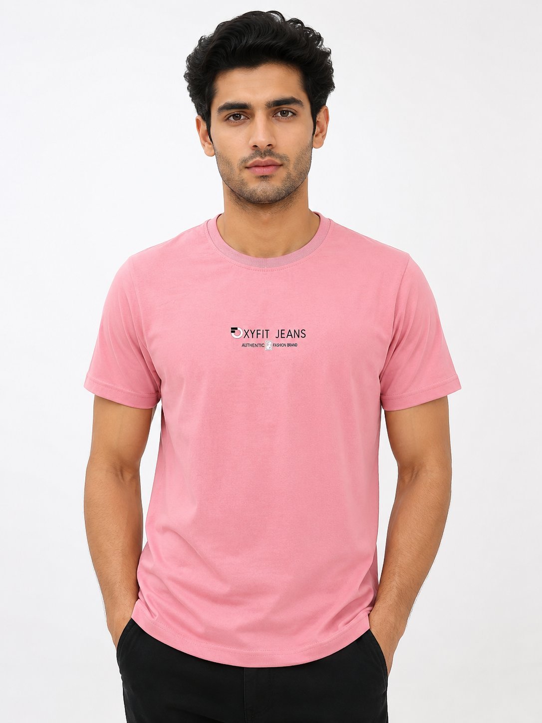 Baby Pink Plain Half T-Shirt for men Baby Pink Plain Half T-Shirt for men