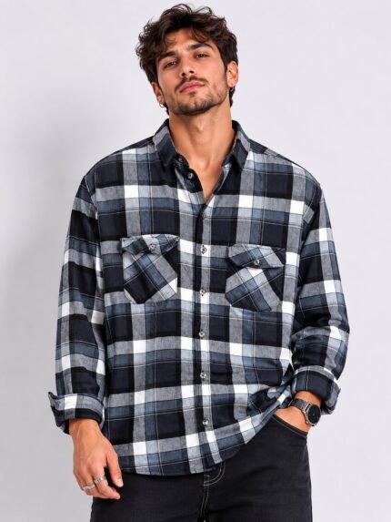 Best Grey Checks Full Shirt for Men Trendy Check Pattern