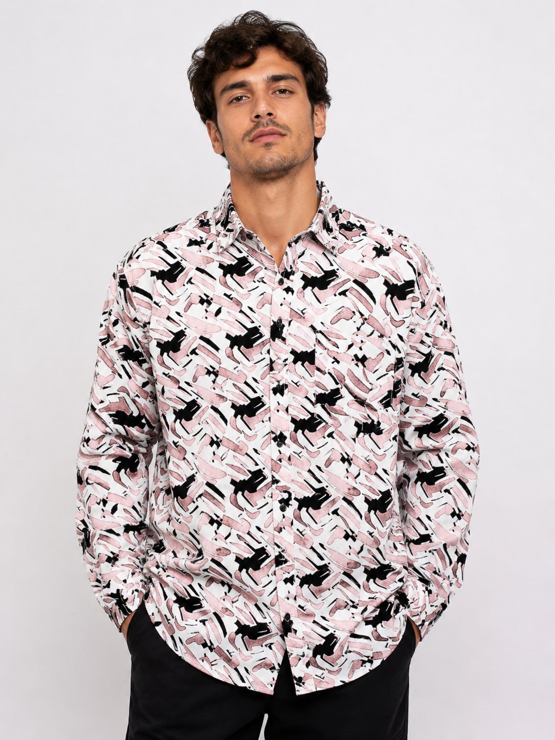 Digital Printed Baby Pink Full Shirt Premium Cotton Digital Printed Baby Pink Full Shirt Premium Cotton
