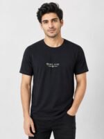 Black Plain Half T-Shirt For Men