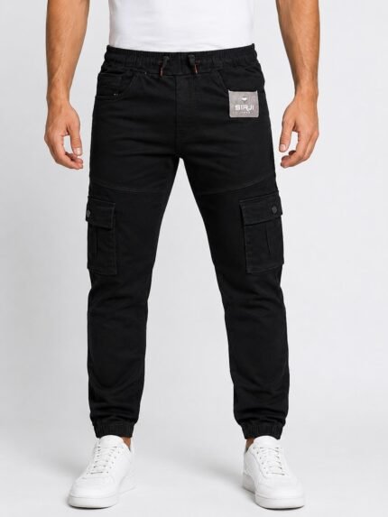 Premium Jet Black Cargo Pants for Men