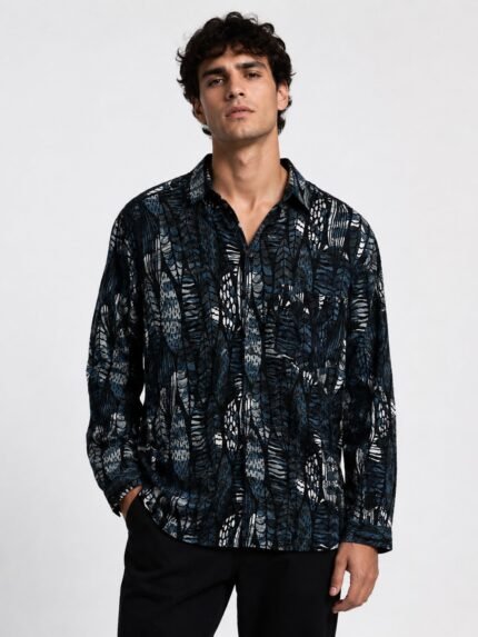 Black Digital Printed Shirt for Men Premium Imported Fabric
