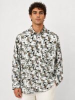 Digital Printed Dark Cream Shirt Trendy Casual Wear