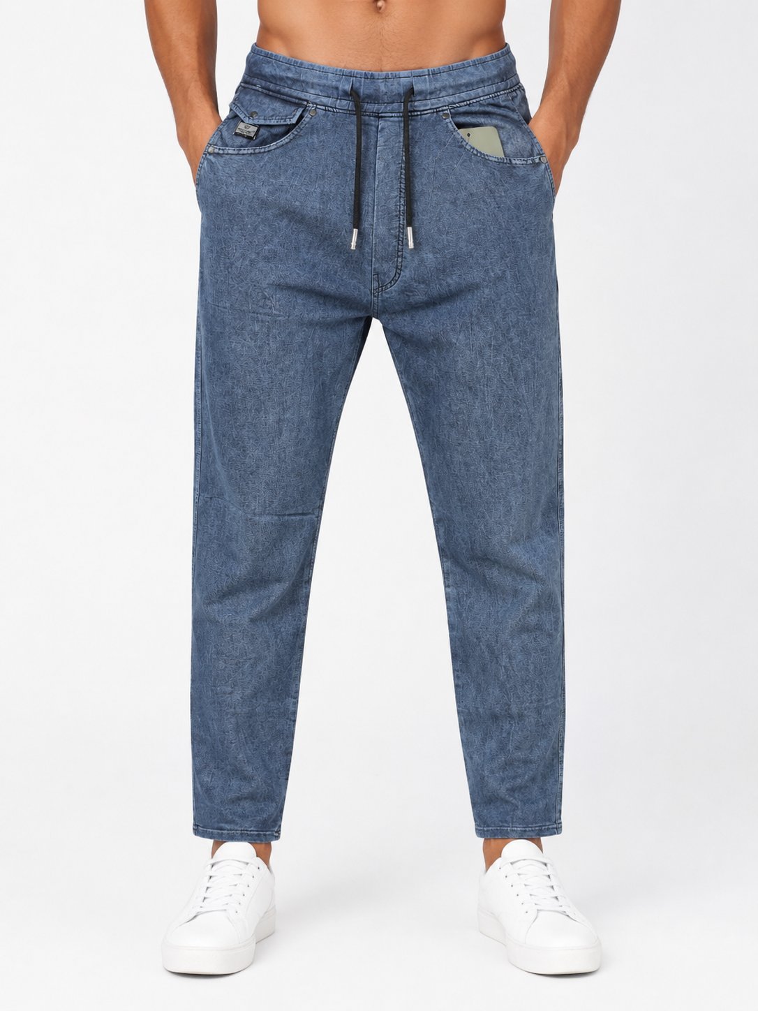 Stylish Blue Denim Track Pants Trendy Blue Jogger-Style Hybrid Stylish Blue Denim Track Pants Trendy Blue Jogger-Style Hybrid