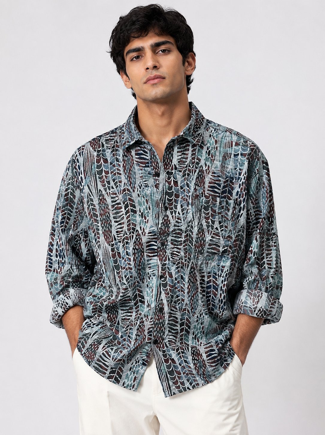 Classic Brown Digital Printed Shirt for Men Imported Fabric Classic Brown Digital Printed Shirt for Men Imported Fabric