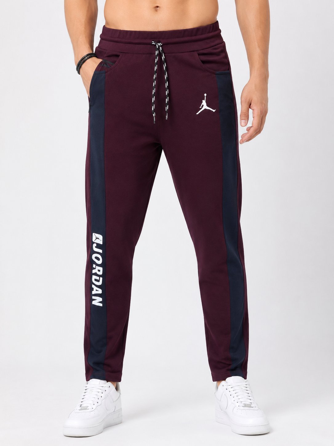 Premium Classic Wine Lycra Trackpants for Men - Slim Fit Premium Classic Wine Lycra Trackpants for Men - Slim Fit