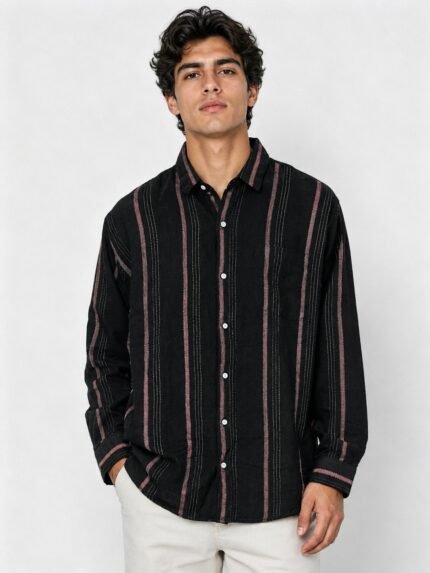 Best Stylish Black Stripe Full Shirt for Men Premium