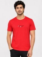 Red Plain Half T-Shirt For Men
