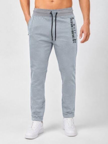 Stylish Plain Lite Grey Cotton Track Pants for Men - Slim Fit