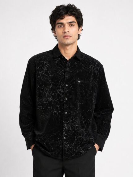 Jet Black Digital Printed Shirt for Men Premium Imported Fabric