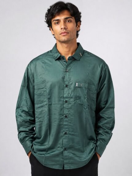 Lite Green Plain Shirt For Men Stylish Cotton