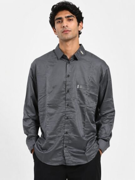 Lite Grey Plain Full Shirt For Men Stylish Cotton