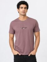 Purple Plain Half T-Shirt For Men