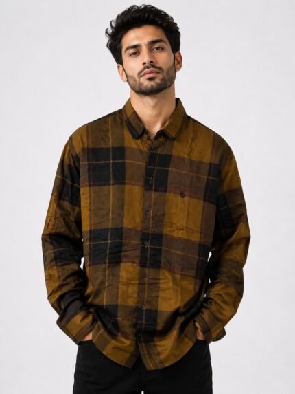Dark Brown Checks Full Shirt for Men | Premium Cotton