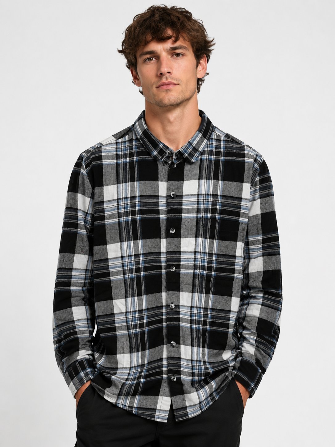 Classic Black Checks Full Shirt Trendy Checkered Pattern Classic Black Checks Full Shirt Trendy Checkered Pattern