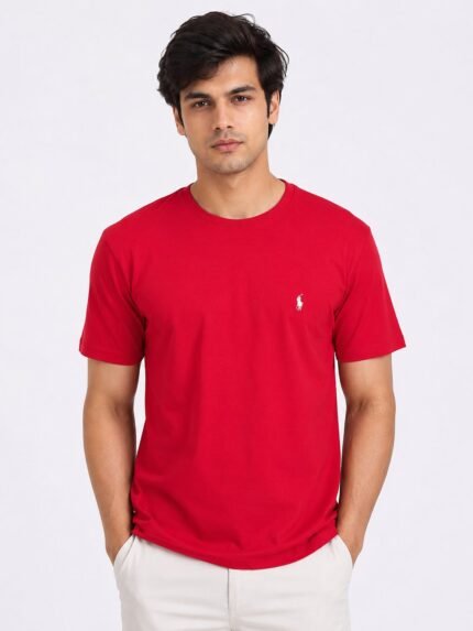 Classic Plain Red Half T-Shirt for Men & Bold Passion