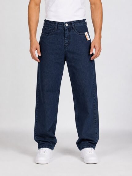 Classic Navy Blue Loose Fit Baggy Jeans for Men Timeless